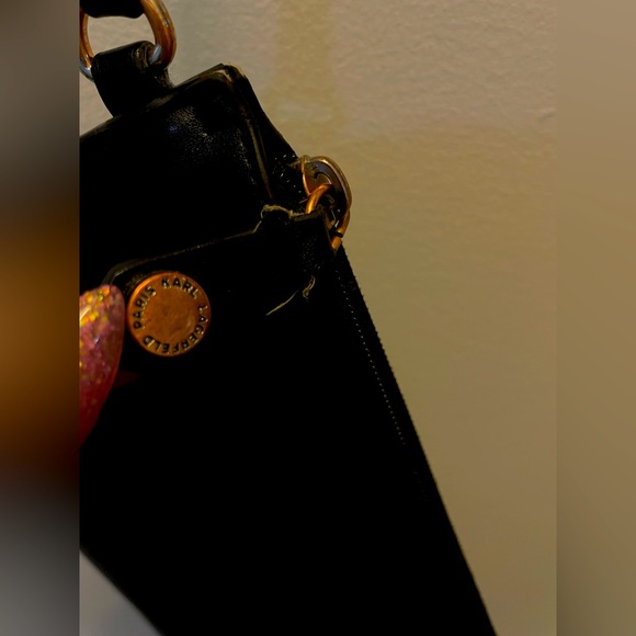 Karl Lagerfeld black wristlet bag pouch - Picture 4 of 5